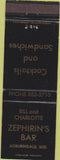 Matchbook Cover - Zephirin's Bar Auburndale WI