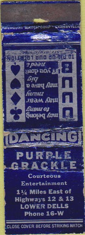 Matchbook Cover - Purple Grackle Lower Dells POOR
