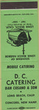 Matchbook Cover - DC Catering Concord NH Long Beach CA