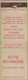 Matchbook Cover - Hotel Richmond Batavia NY WEAR