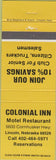 Matchbook Cover - Colonial Inn Lincoln NE