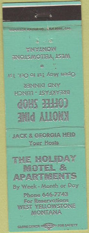 Matchbook Cover - Holiday Motel West Yellowstone MT