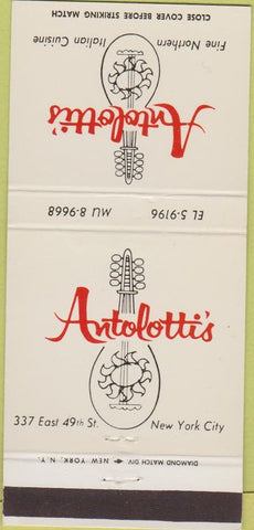 Matchbook Cover - Antolotti's New York City 30 Strike