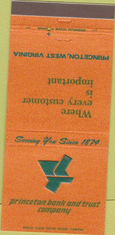 Matchbook Cover - Princeton Bank Trust Princeton WV 30 Strike