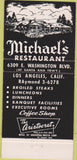 Matchbook Cover - Michael's Dining Room Los Angeles CA 30 Strike