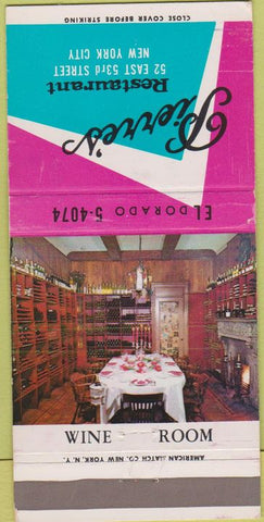 Matchbook Cover - Pierre's Restaurant New York City 30 Strike