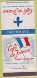 Matchbook Cover - Cafe De France Larchmont NY French restaurant 30 Strike