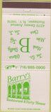 Matchbook Cover - Barry's Restaurant Rochester NY 30 Strike
