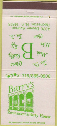 Matchbook Cover - Barry's Restaurant Rochester NY 30 Strike