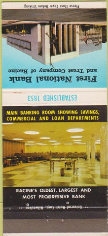 Matchbook Cover - First National Bank Racine WI 30 Strike