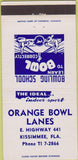 Matchbook Cover - Orange Bowling Lanes Kissimmee FL 30 Strike