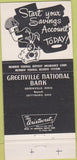 Matchbook Cover - Greenville National Bank OH 30 Strike