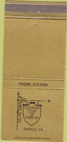 Matchbook Cover - Country Club of Fairfax VA 30 Strike