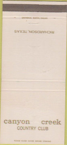 Matchbook Cover - Canyon Creek Country Club Richardson TX 30 Strike