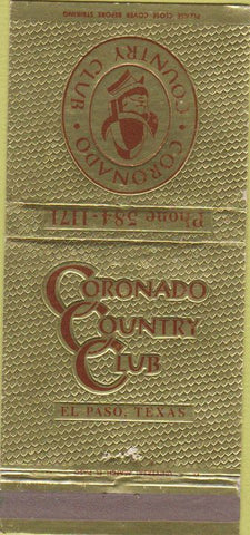 Matchbook Cover - Coronado Country Club El Paso TX 30 Strike