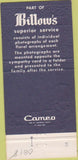 Matchbook Cover - Billow's Funeral Cuyahoga Falls Portage Lakes OH 30 Strike