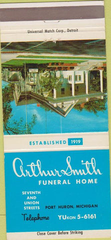 Matchbook Cover - Arthur Smith Funeral Home Port Huron MI 30 Strike