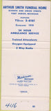Matchbook Cover - Arthur Smith Funeral Home Port Huron MI 30 Strike