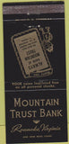 Matchbook Cover - Mountain Trust Bank Roanoke VA 30 Strike