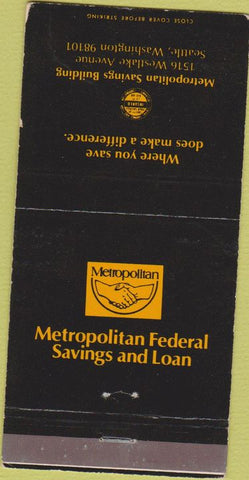 Matchbook Cover - Metropolitan Federal Savings Seattle WA WEAR 30 Strike
