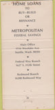 Matchbook Cover - Metropolitan Federal Savings Seattle WA WEAR 30 Strike