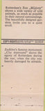 Matchbook Cover - Stadt der Zukunft  Zoo Zadkme's Monument Rotterdam Holland