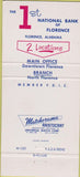 Matchbook Cover - 1st National Bank Florence AL 30 Strike