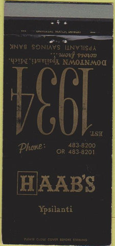 Matchbook Cover - Haab'sYpsilanti MI Bank 30 Strike