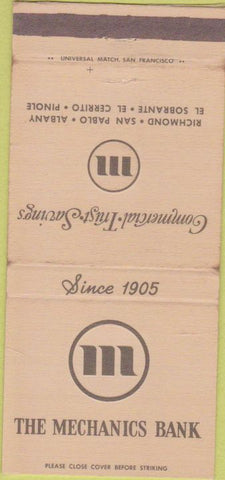 Matchbook Cover - Mechanics Bank Richmond Albany El Cerrito CA WEAR 30 Strike