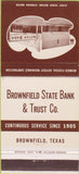 Matchbook Cover - Brownfield State Bank TX 30 Strike