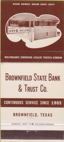 Matchbook Cover - Brownfield State Bank TX 30 Strike