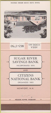Matchbook Cover - Sugar River Bank Newport NH 30 Strike