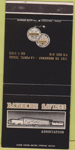 Matchbook Cover - Bayshore Savings La Porte TX 30 Strike