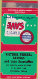 Matchbook Cover - Victoria Federal Savings Victoria TX WEAR 30 Strike