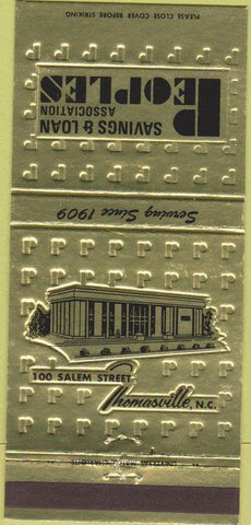 Matchbook Cover - Peoples Savings Loan Thomasville NC 30 Strike