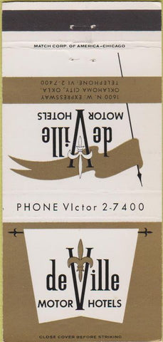 Matchbook Cover - DeVille Motor Hotels Oklahoma City OK 30 Strike