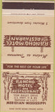 Matchbook Cover - Rancho Motel Restaurant Meridian MS 30 Strike