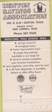 Matchbook Cover - Denton Savings Assoc Denton TX 30 Strike