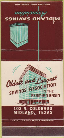 Matchbook Cover - Midland Savings Assoc Midland TX 30 Strike