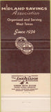 Matchbook Cover - Midland Savings Assoc Midland TX 30 Strike