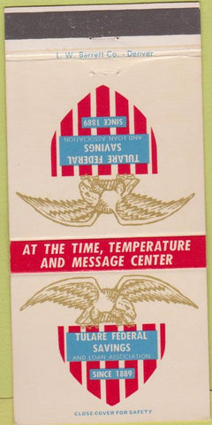 Matchbook Cover - Tulare Federal Savings Bank CA 30 Strike