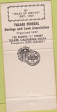 Matchbook Cover - Tulare Federal Savings Bank CA 30 Strike