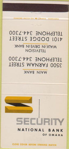 Matchbook Cover - Security National Bank Omaha NE 30 Strike