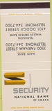 Matchbook Cover - Security National Bank Omaha NE 30 Strike