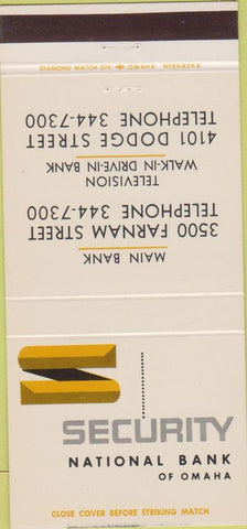 Matchbook Cover - Security National Bank Omaha NE 30 Strike