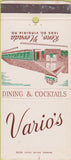 Matchbook Cover - Vario's Reno NV restaurant 30 Strike