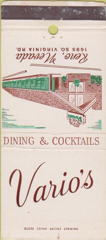 Matchbook Cover - Vario's Reno NV restaurant 30 Strike