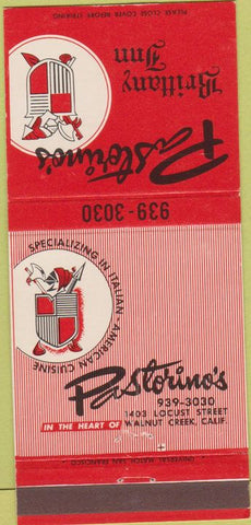 Matchbook Cover - Pastorino's Walnut Creek CA red 30 Strike