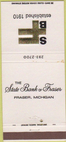 Matchbook Cover - State Bank of Fraser MI 30 Strike