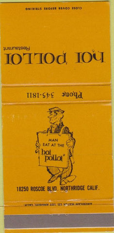 Matchbook Cover - Hot Polloi Restaurant Northridge CA 30 Strike